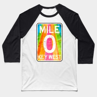 Copy of Mile 0 Key West Florida A1A Rainbow Baseball T-Shirt